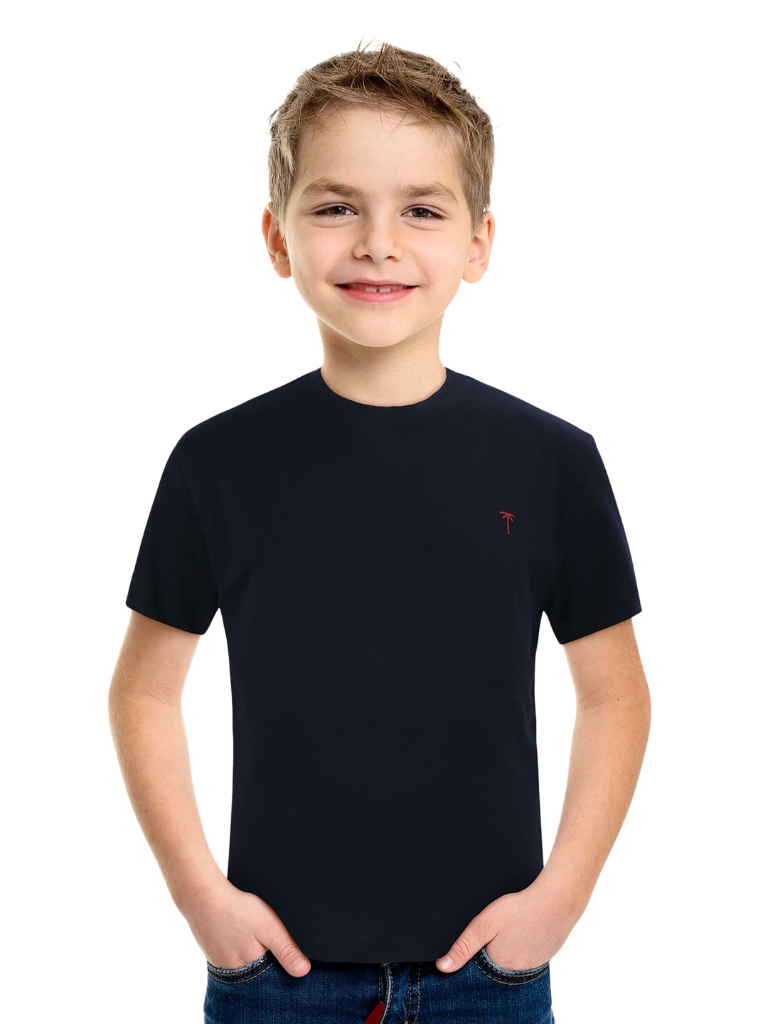 

Palm Tree Boys Round Neck Cotton T-shirt, Navy blue