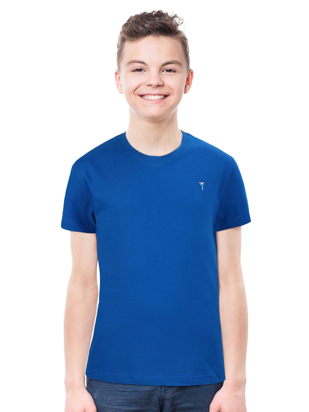 

Palm Tree Boys Round Neck Cotton Casual T-Shirt, Blue