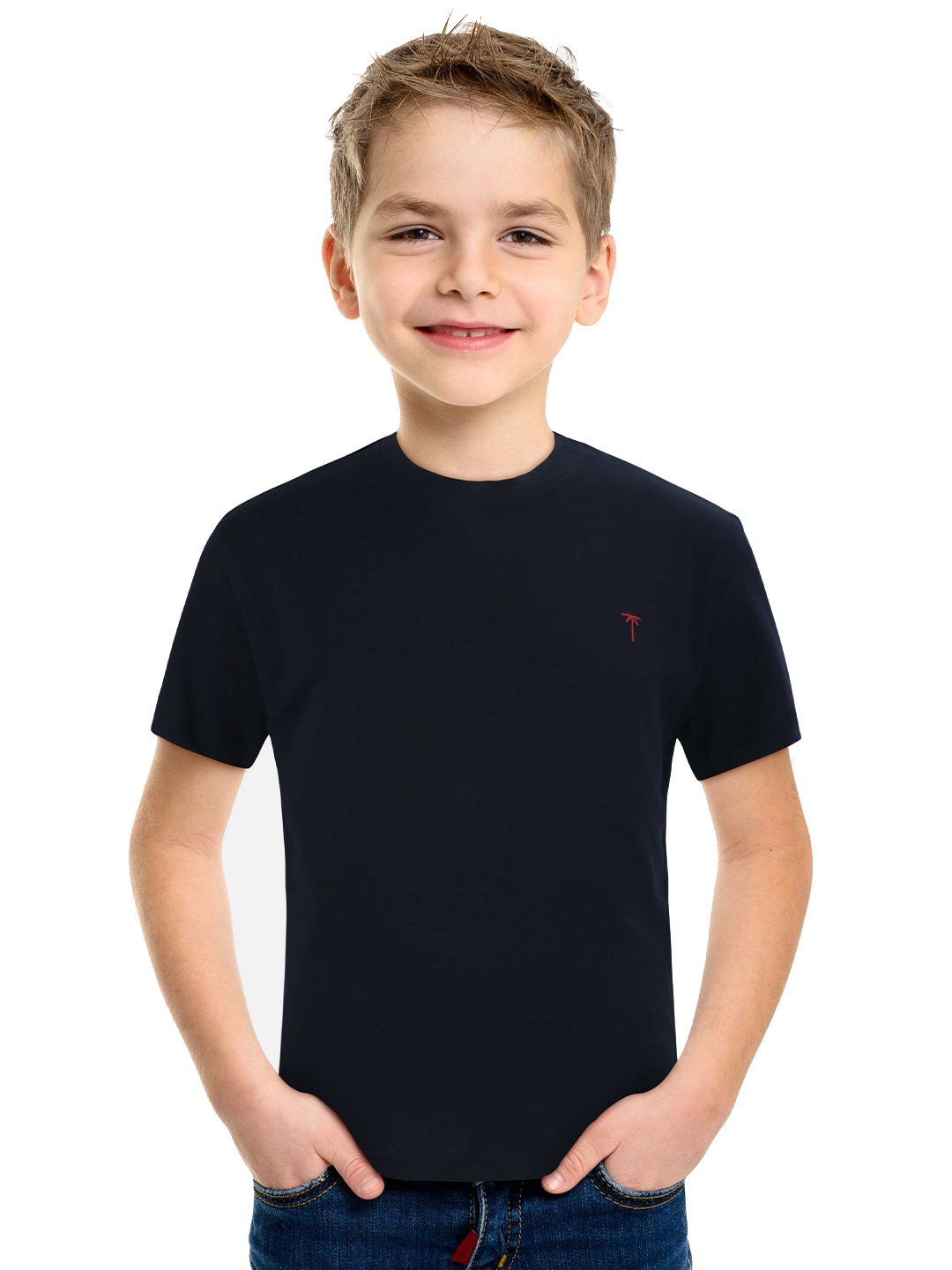

Palm Tree Boys Round Neck Cotton T-shirt, Navy blue