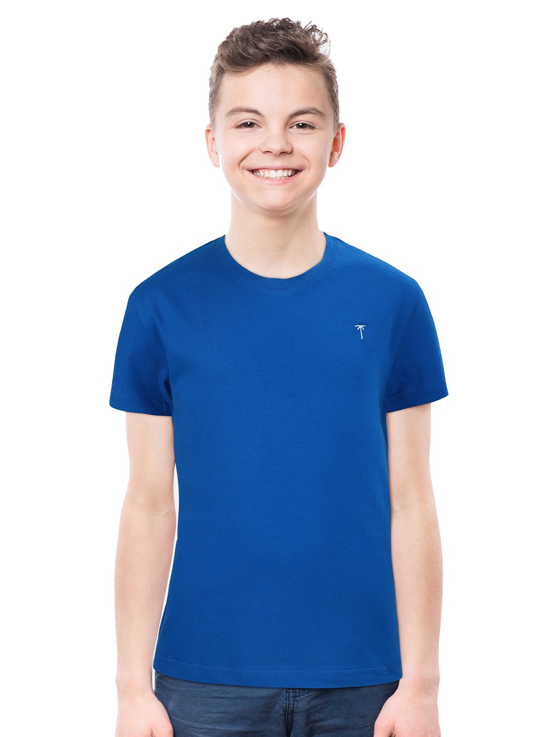 

Palm Tree Boys Cotton Round Neck T-shirt, Blue