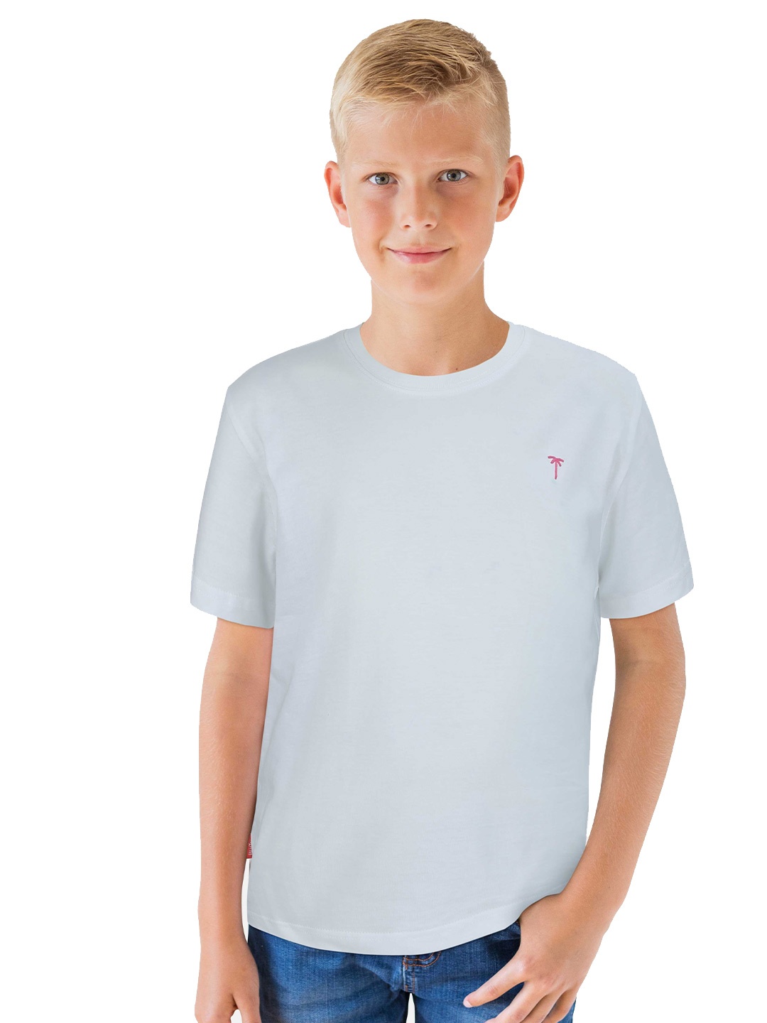 

Palm Tree Boys Round Neck Cotton T-shirt, White