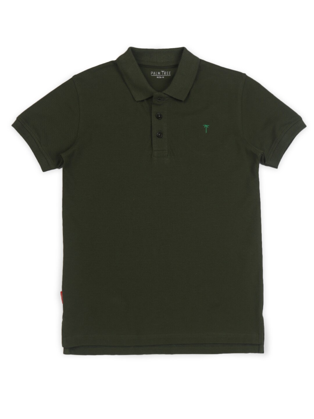 

Palm Tree Boys Polo Collar Cotton T-shirt, Olive