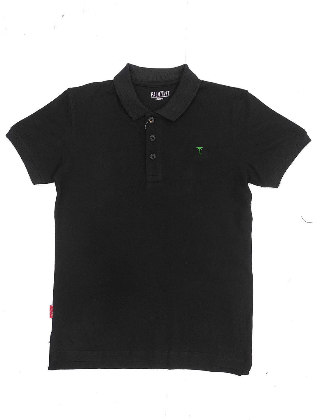 

Palm Tree Boys Polo Collar Cotton T-shirt, Black