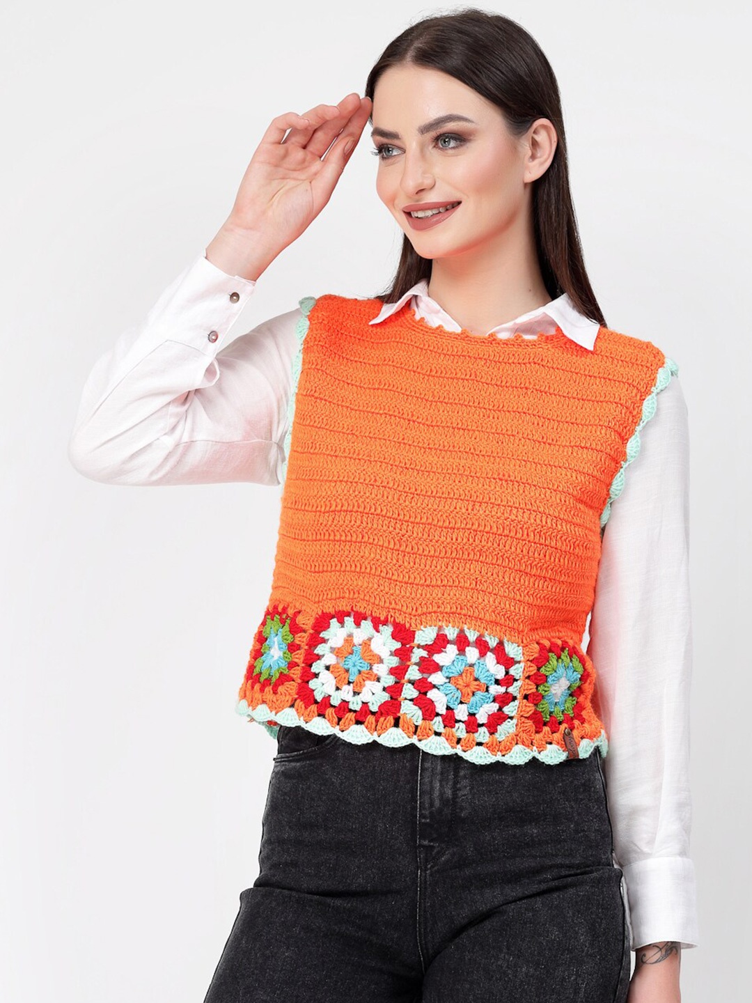 

Velvery Selg Design Sweater Vest, Orange