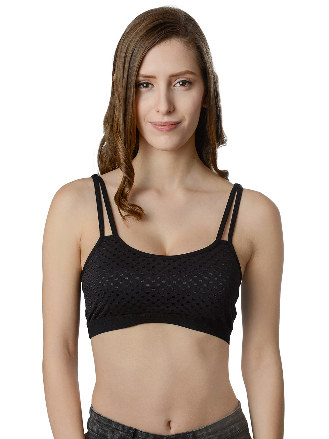 

Da Intimo Black Self-Design Cotton Non-Padded Non-Wired Beginners Bra DI-966