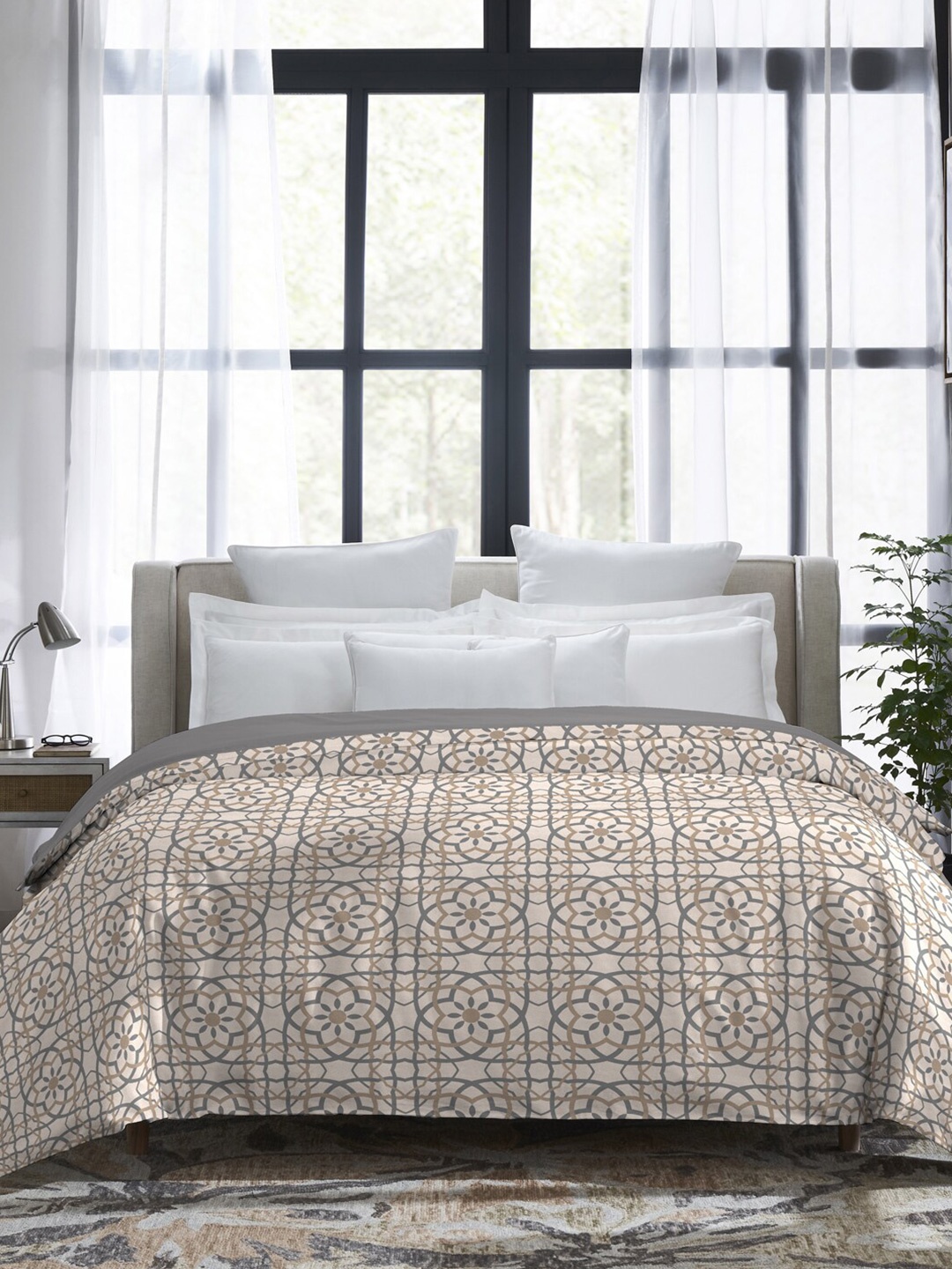 

MYTRIDENT Indulgence Brown Geometric Cotton AC Room Double Bed Comforter
