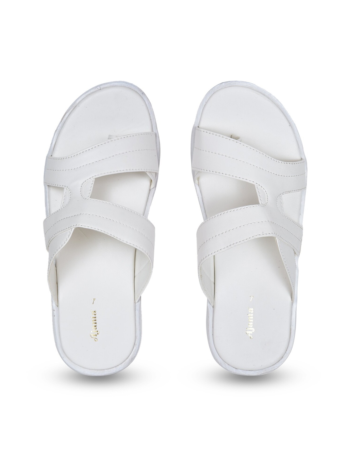 

Ajanta Men Textured Open Toe Comfort Sandals, White