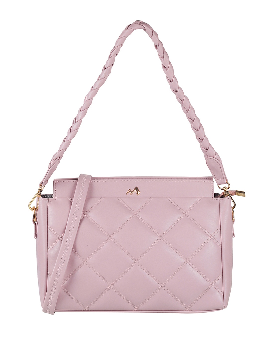 

Metro Geometric Textured Structured Shoulder Bag With Quilted Detail, Purple