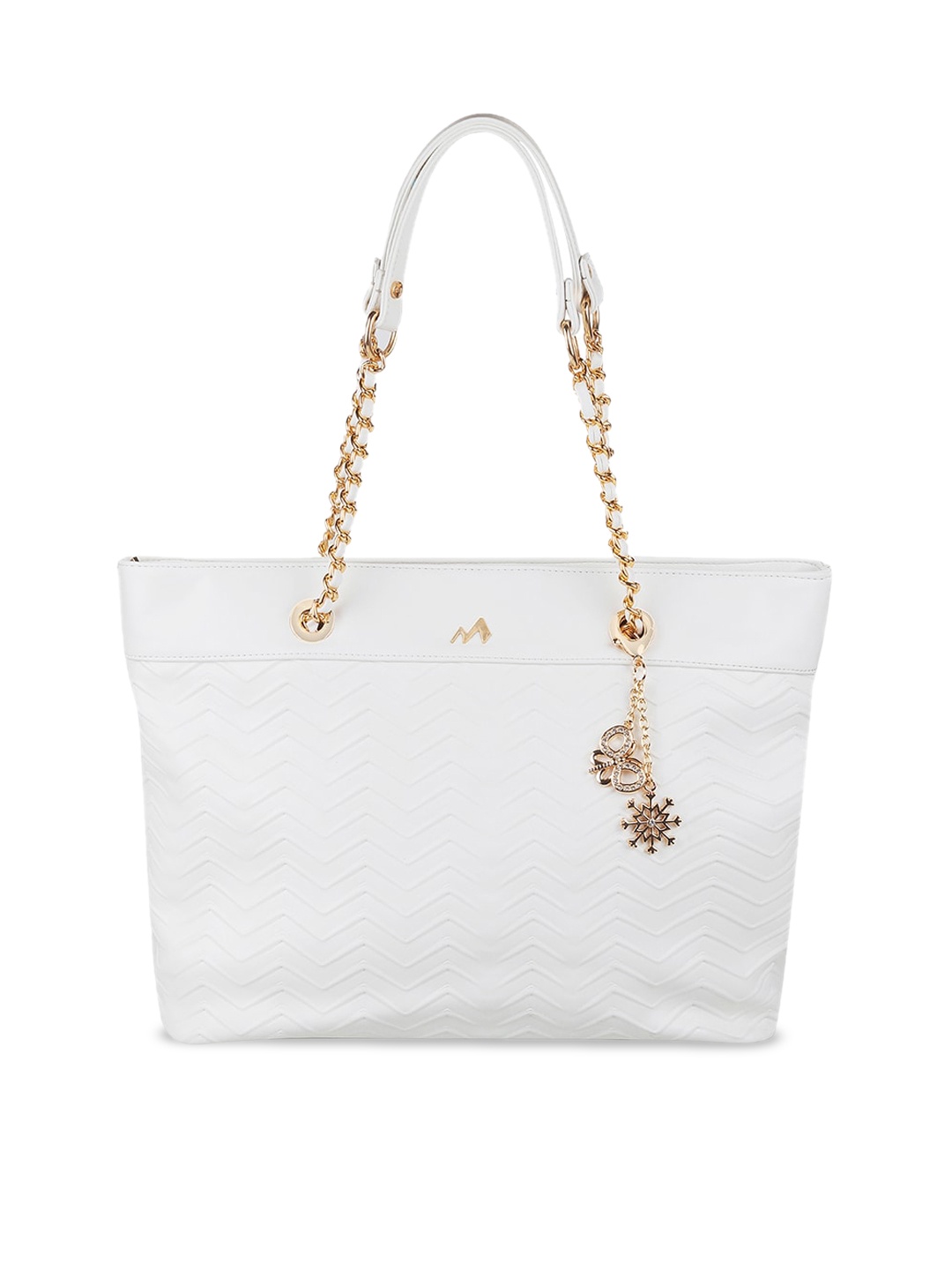 

Metro Geometric Textured Structured Shoulder Bag, White