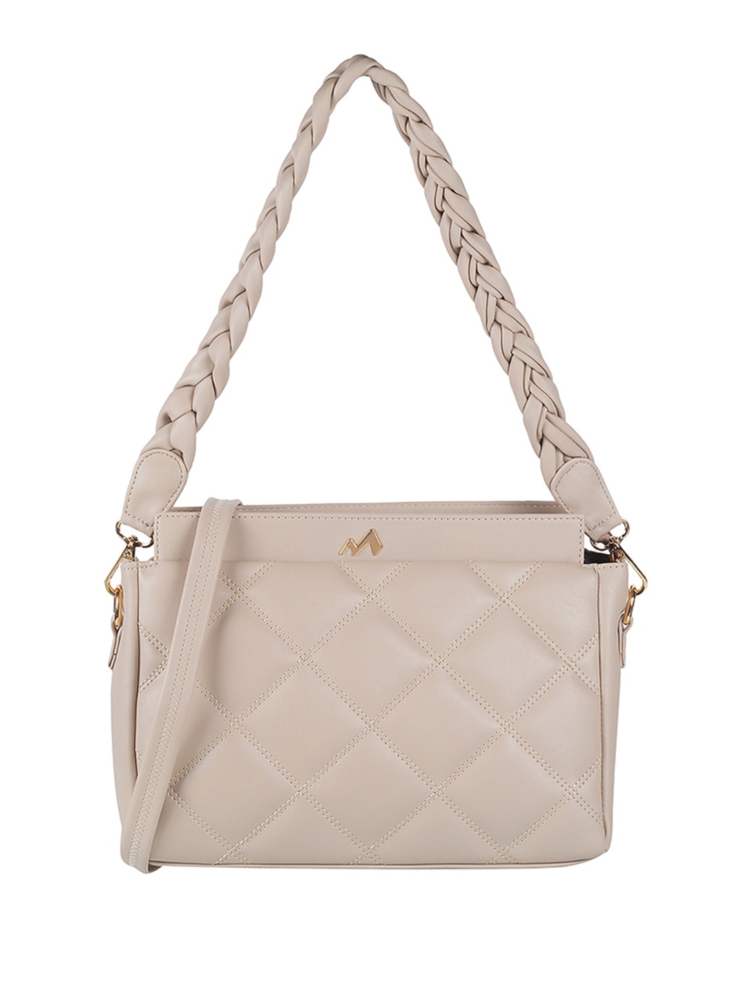 

Metro Textured Structured Shoulder Bag With Quilted, Beige