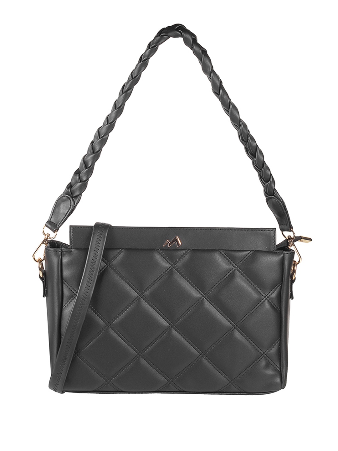 

Metro Textured Structured Shoulder Bag With Quilted, Black