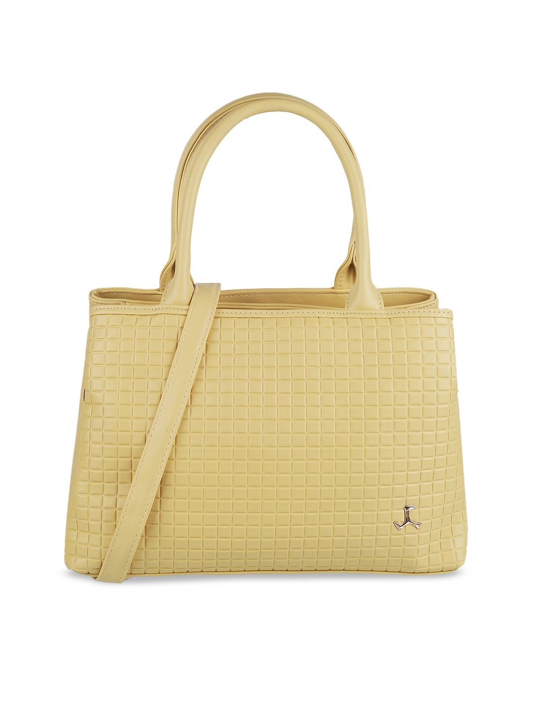 

Mochi Geometric Textured Structured Handheld Bag, Yellow