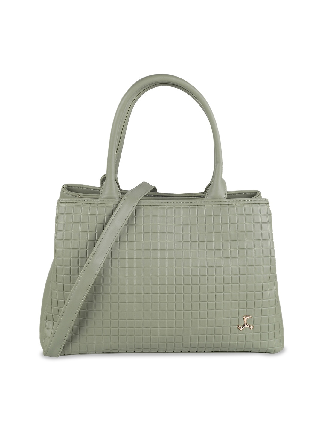 

Mochi Geometric Textured Structured Handheld Bag, Green