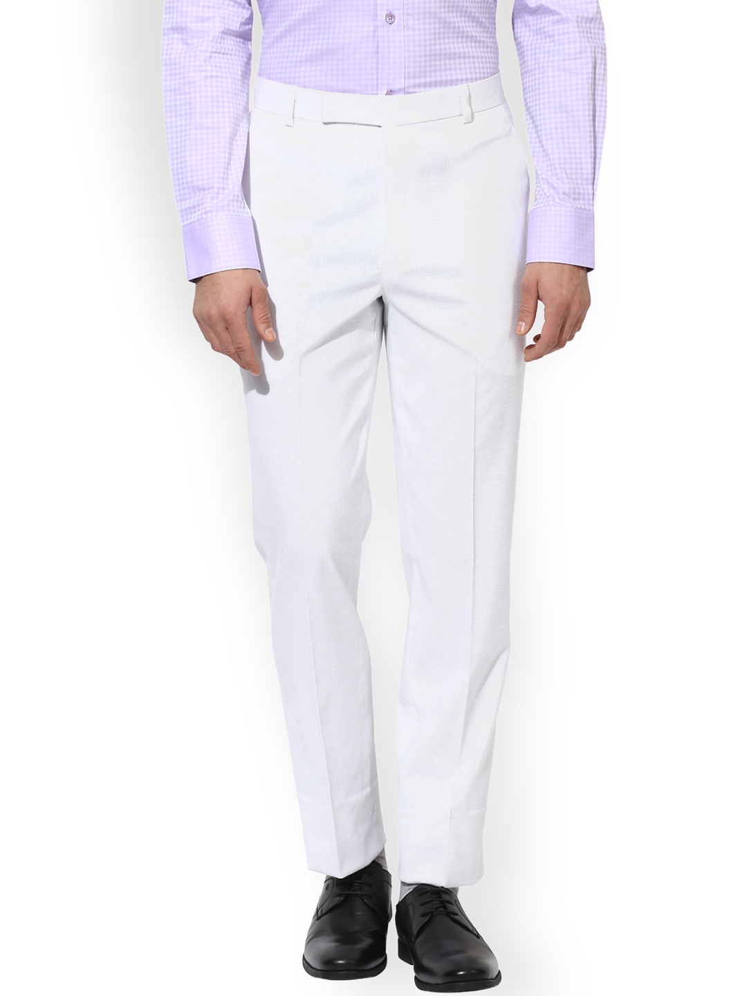 

Hangup Men White Regular Fit Solid Formal Trousers