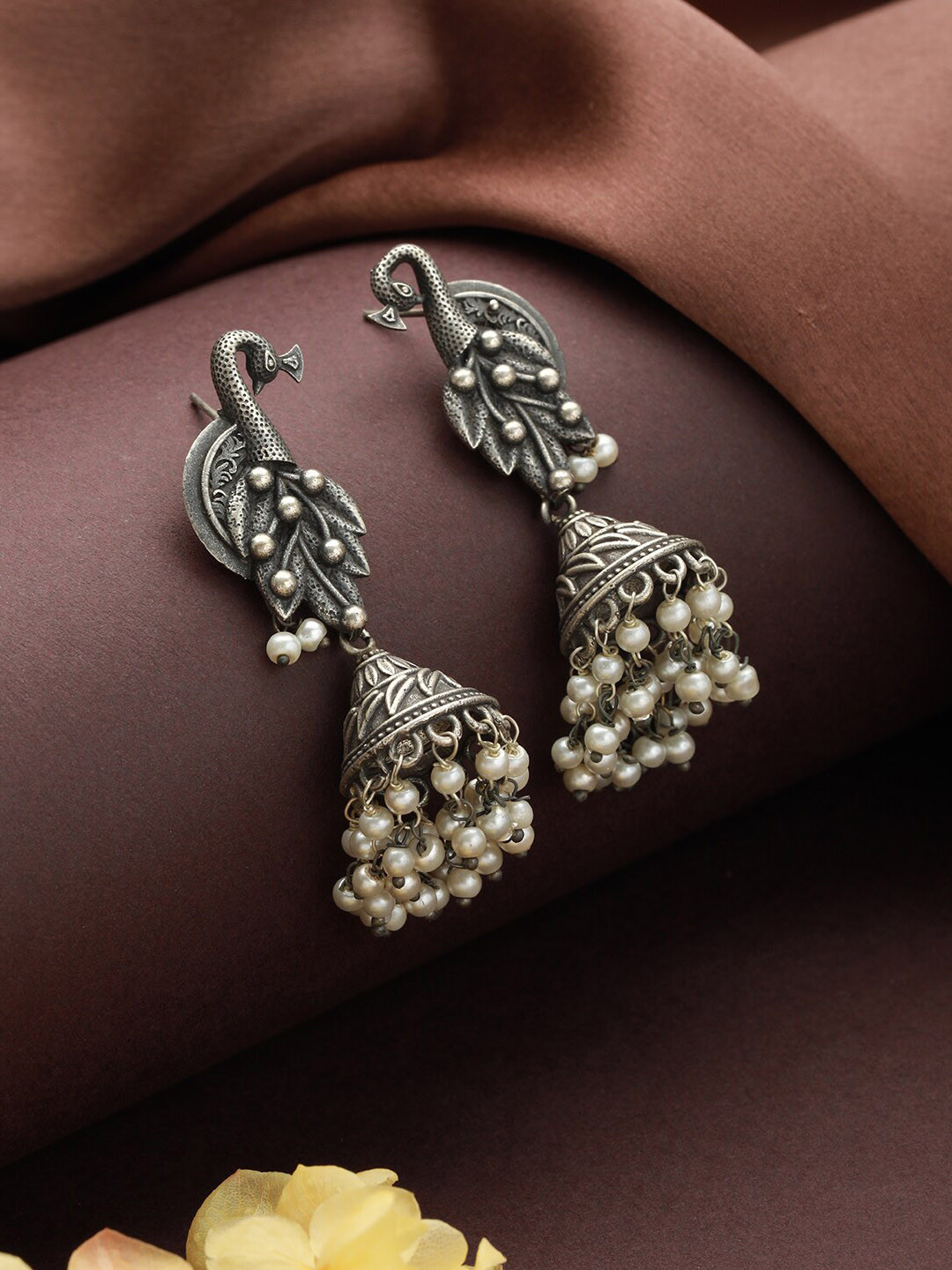 

Priyaasi Silver-Plated Contemporary Jhumkas