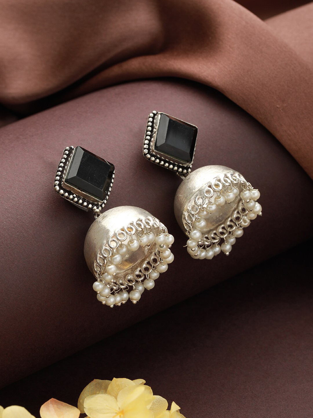 

Priyaasi Silver-Plated Contemporary Jhumkas