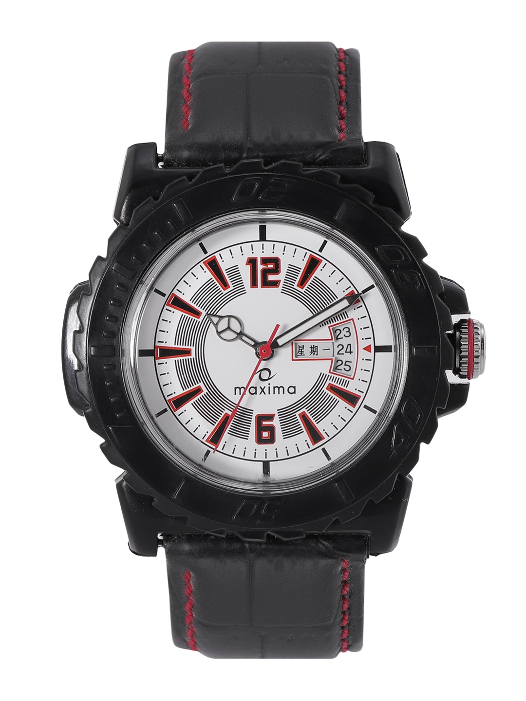 

maxima Men Leather Straps Analogue Watch T-55170LPGW, White