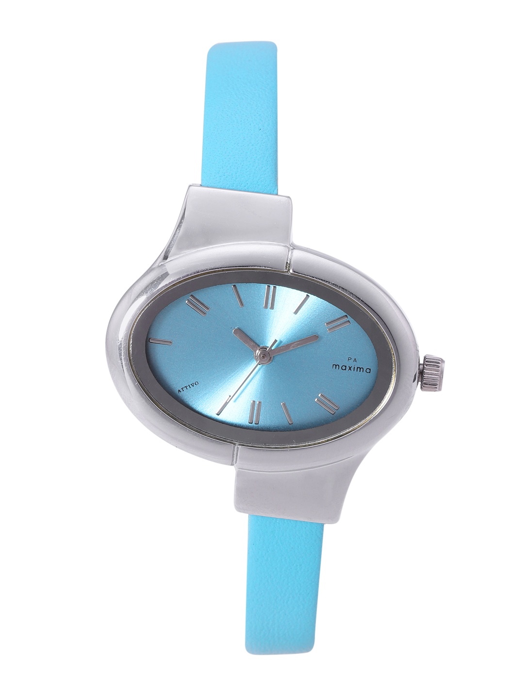 

maxima Women Leather Straps Analogue Watch 58734LMLI, Turquoise blue