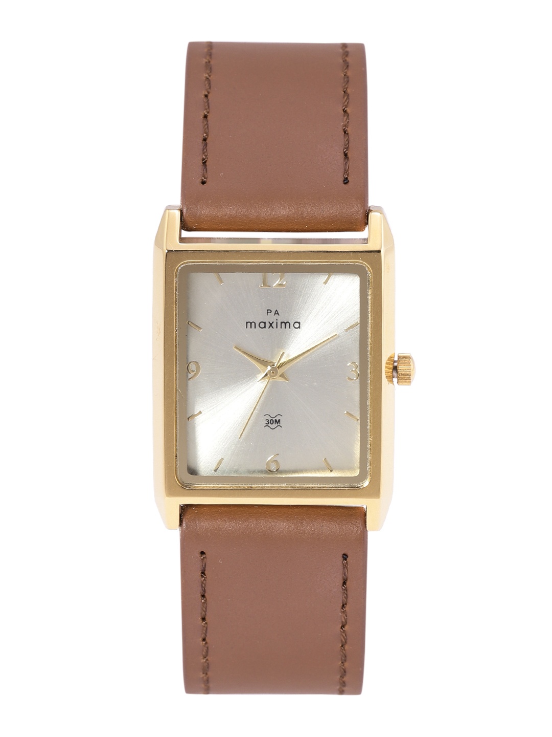 

maxima Men Regular Straps Analogue Watch 58560LMGY, Gold
