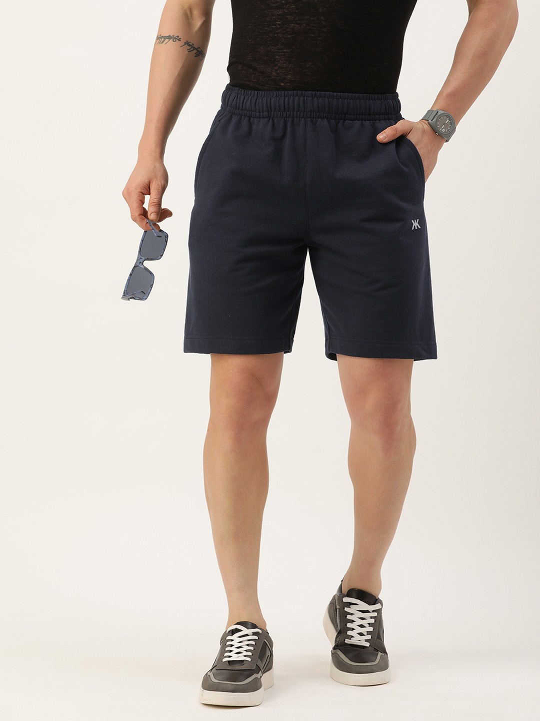 

Kook N Keech Men Solid Regular Fit Shorts, Navy blue