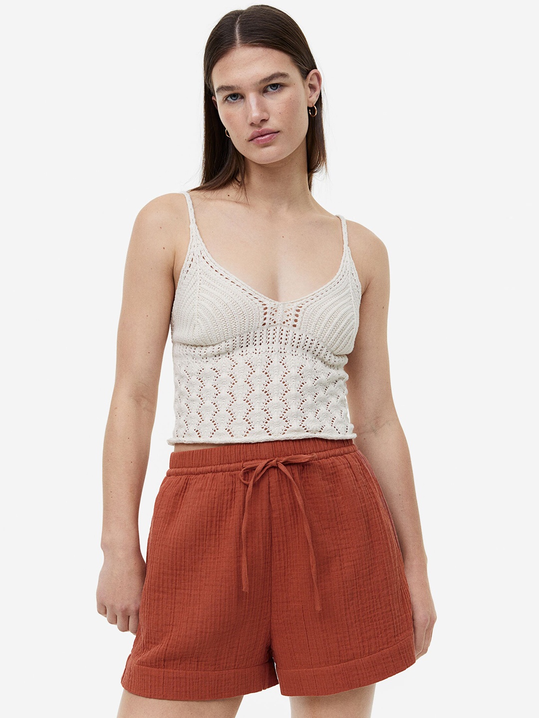 

H&M Women Cotton Shorts, Brown