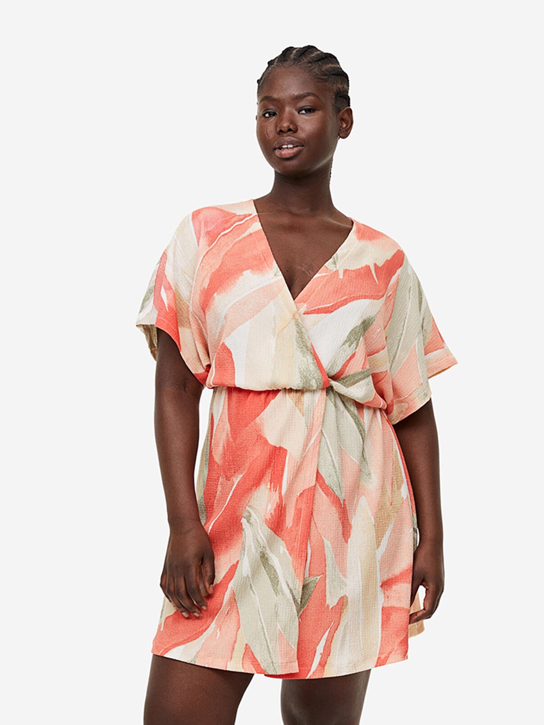 

H&M Crinkled Wrap Dress, Orange