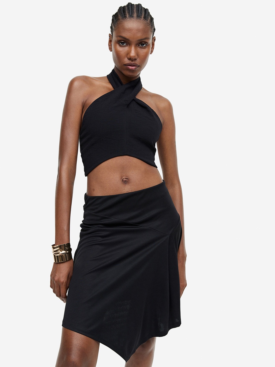 

H&M Asymmetric Skirt, Black