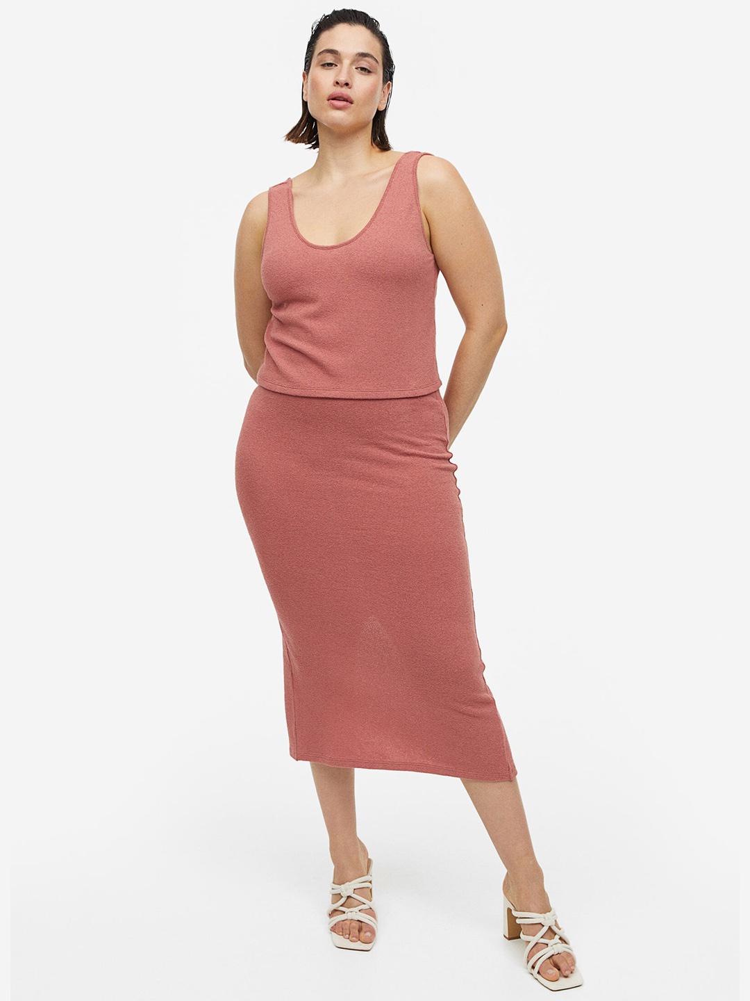 

H&M Slit-Hem Pencil Skirt, Pink