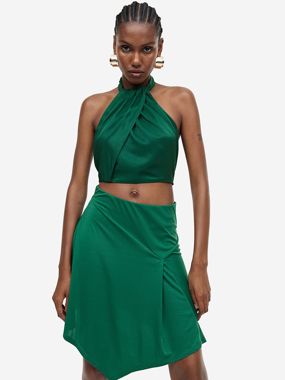 

H&M Asymmetric Skirt, Green