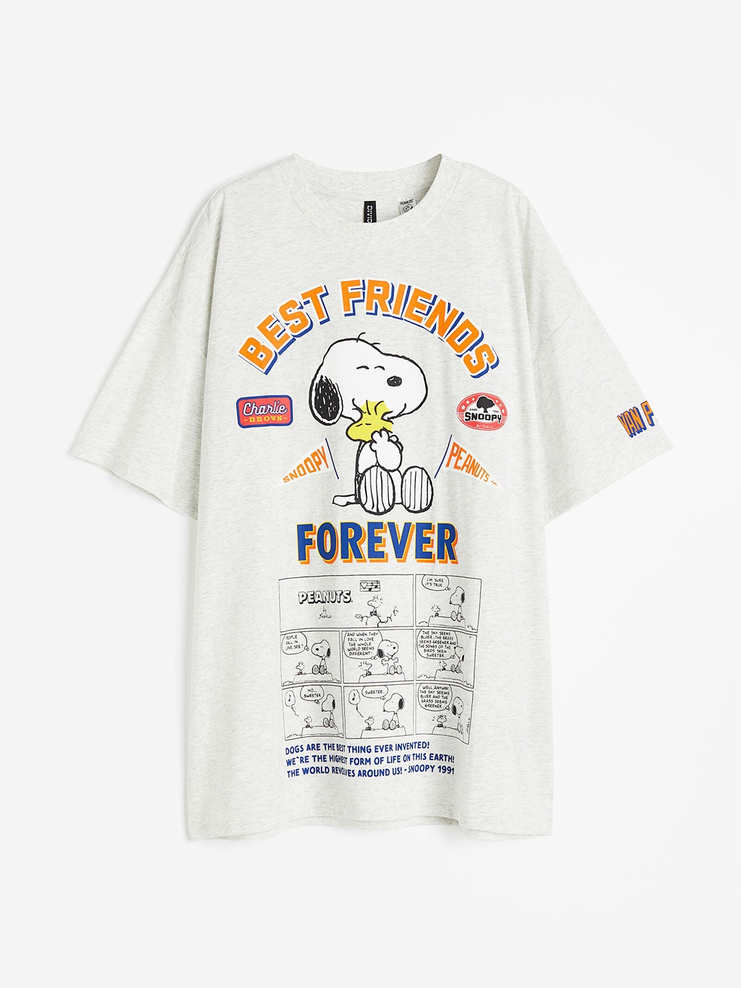 

H&M Pure Cotton Oversized Printed T-Shirt, Grey