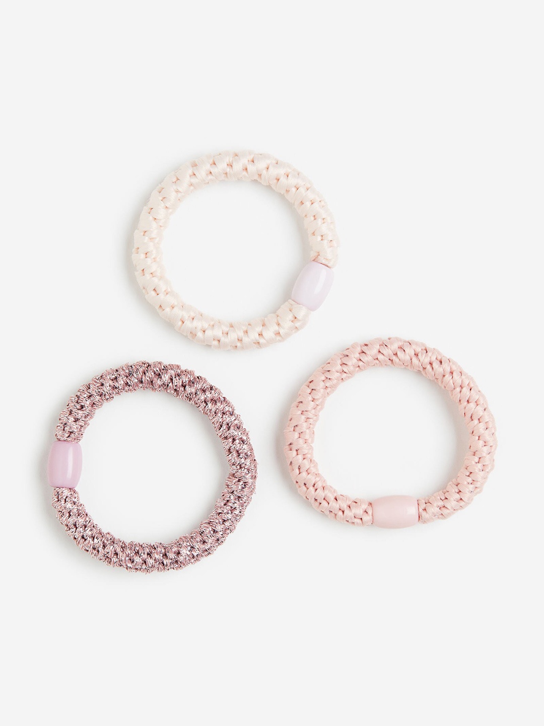 

H&M Girls 3-Pack Braided Hair Elastics, Pink