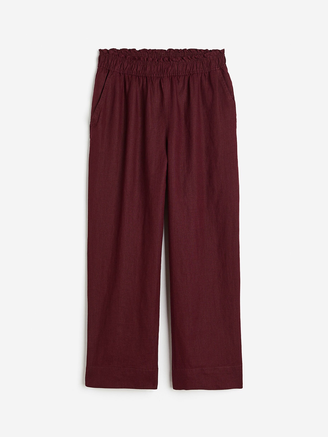 

H&M Women Ankle-Length Linen Trousers, Red
