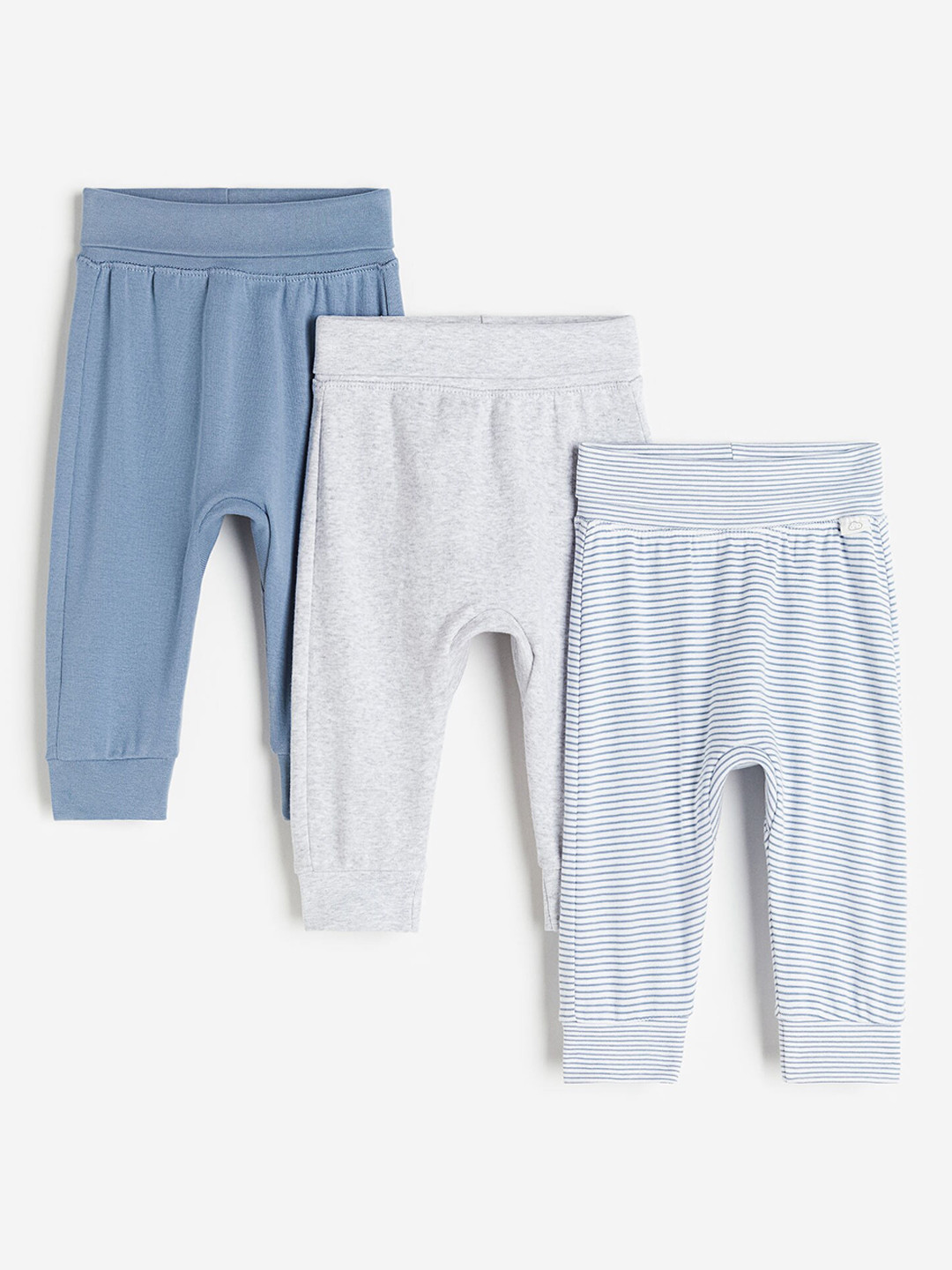 

H&M Girls Pack Of 3 Pure-Cotton Trousers, Blue