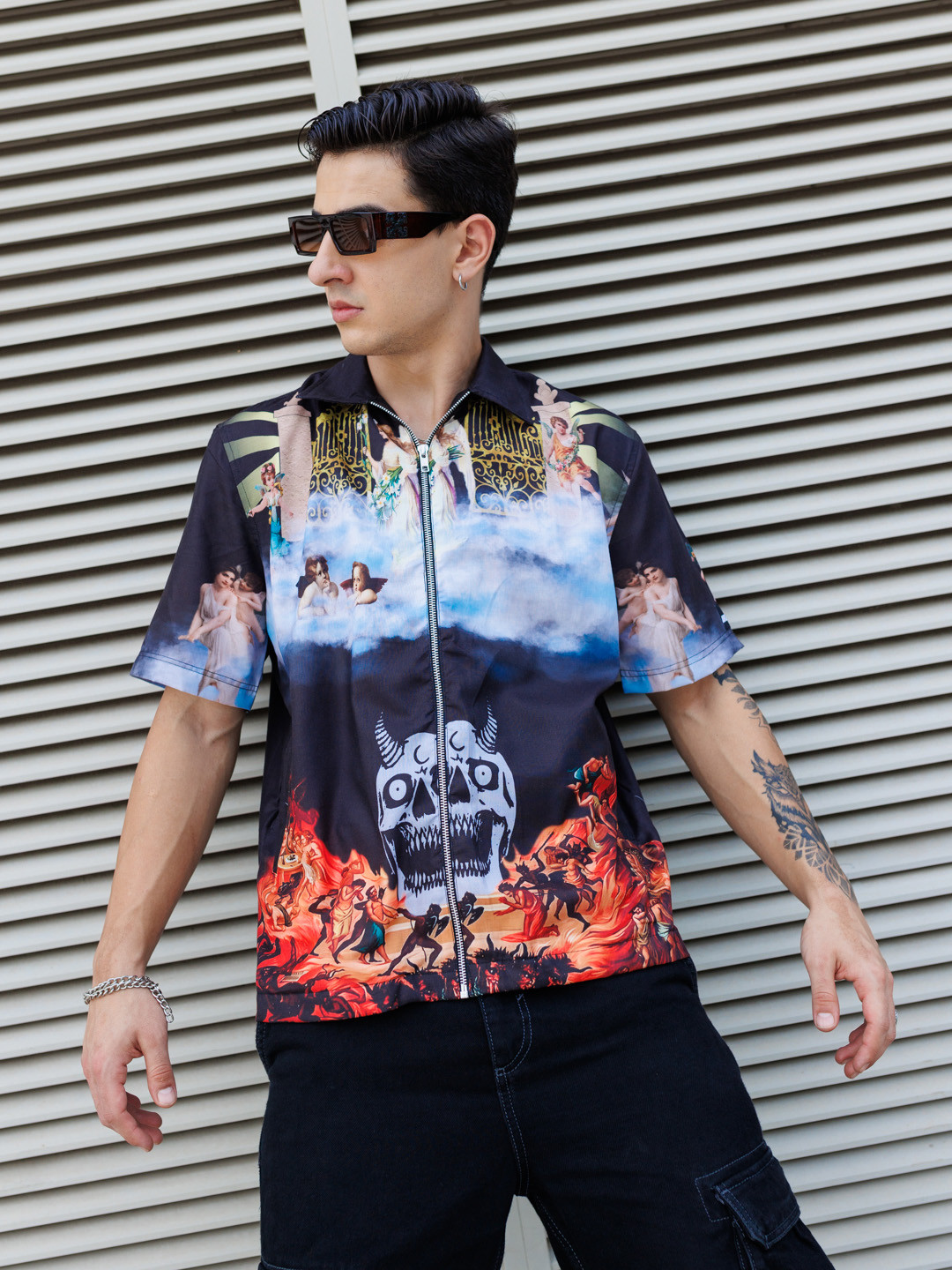 

UNRL Graphic Printed Boxy Casual Shirt, Multi