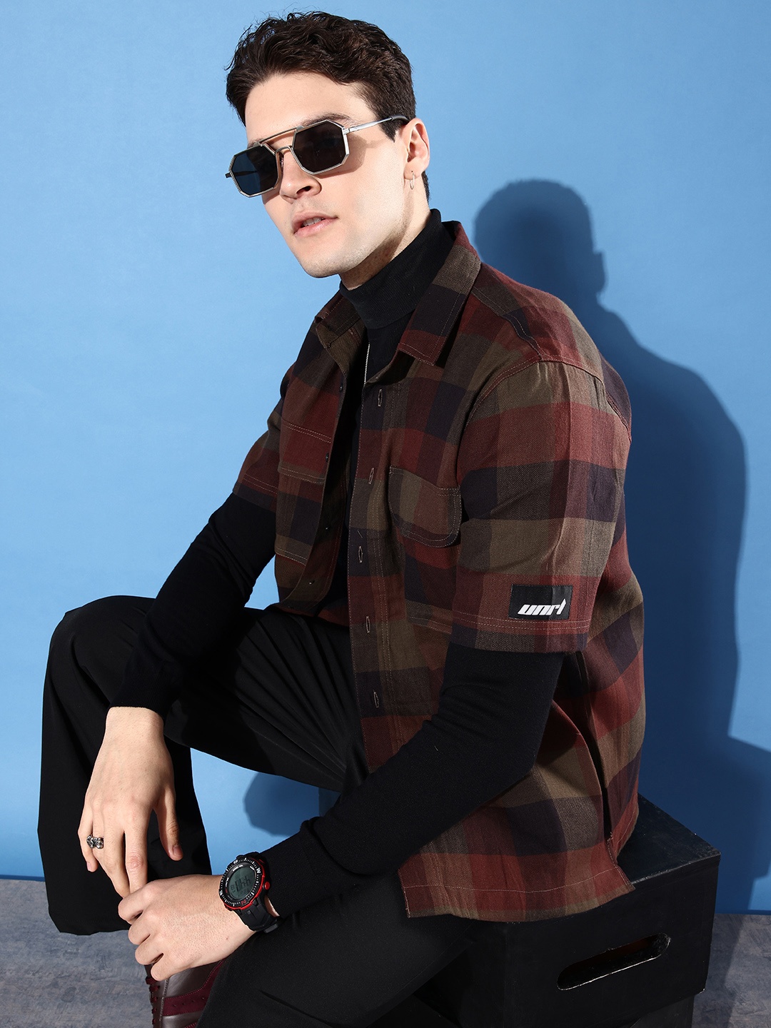 

UNRL Pure Cotton Boxy Buffalo Checks Opaque Checked Casual Shirt, Multi