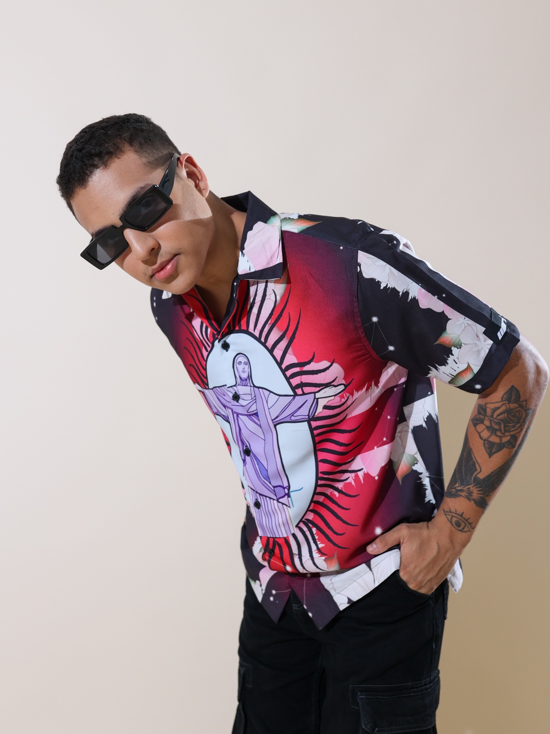 

UNRL Printed Boxy Casual Shirt, Multi