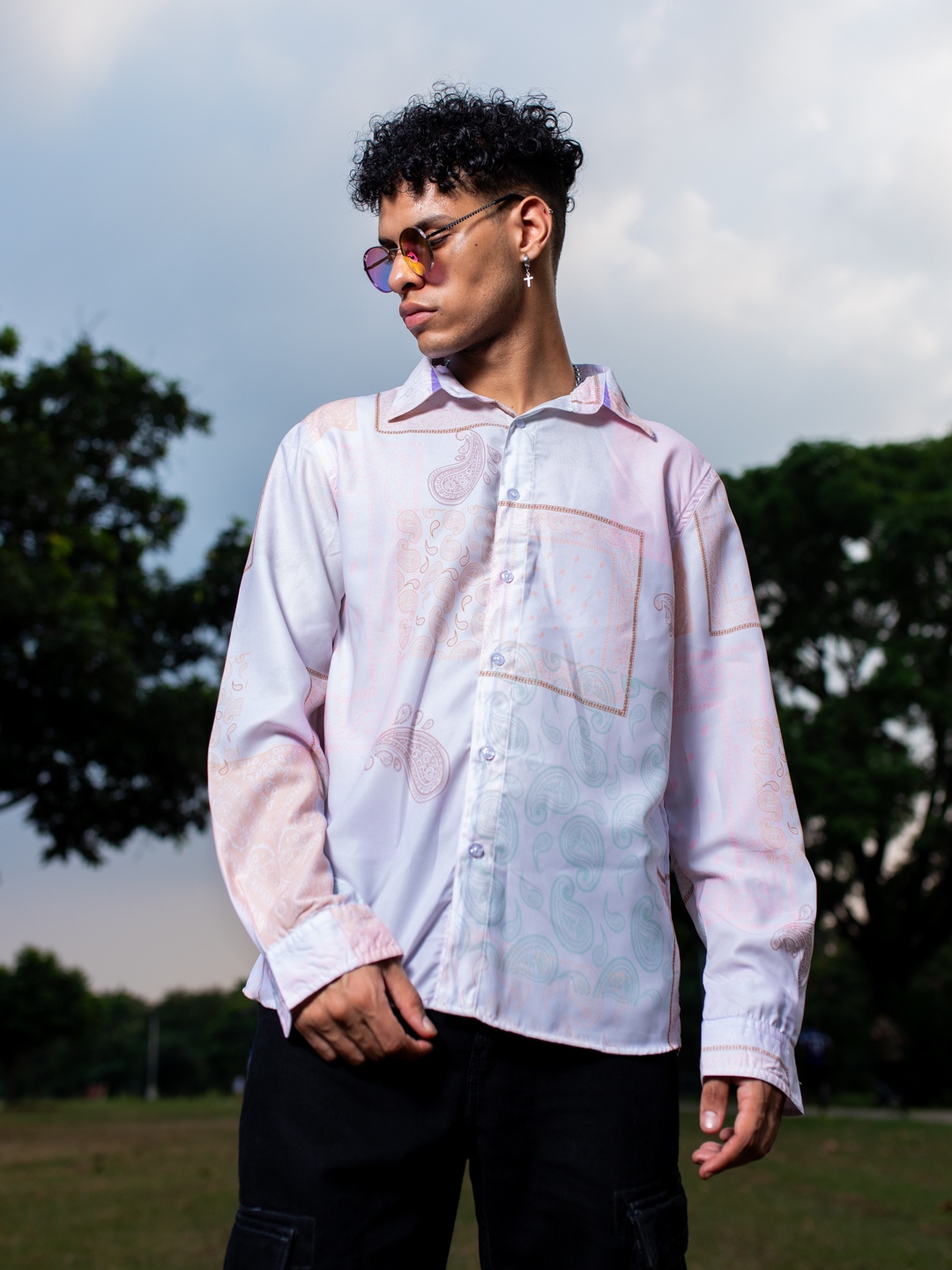

UNRL Ethnic Printed Boxy Casual Shirt, Multi