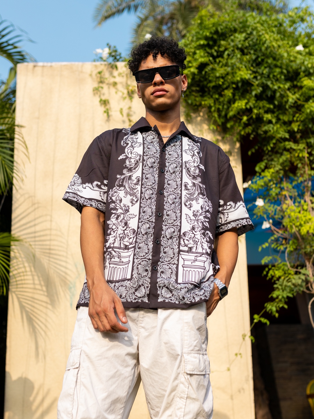 

UNRL Boxy Opaque Printed Casual Shirt, Multi
