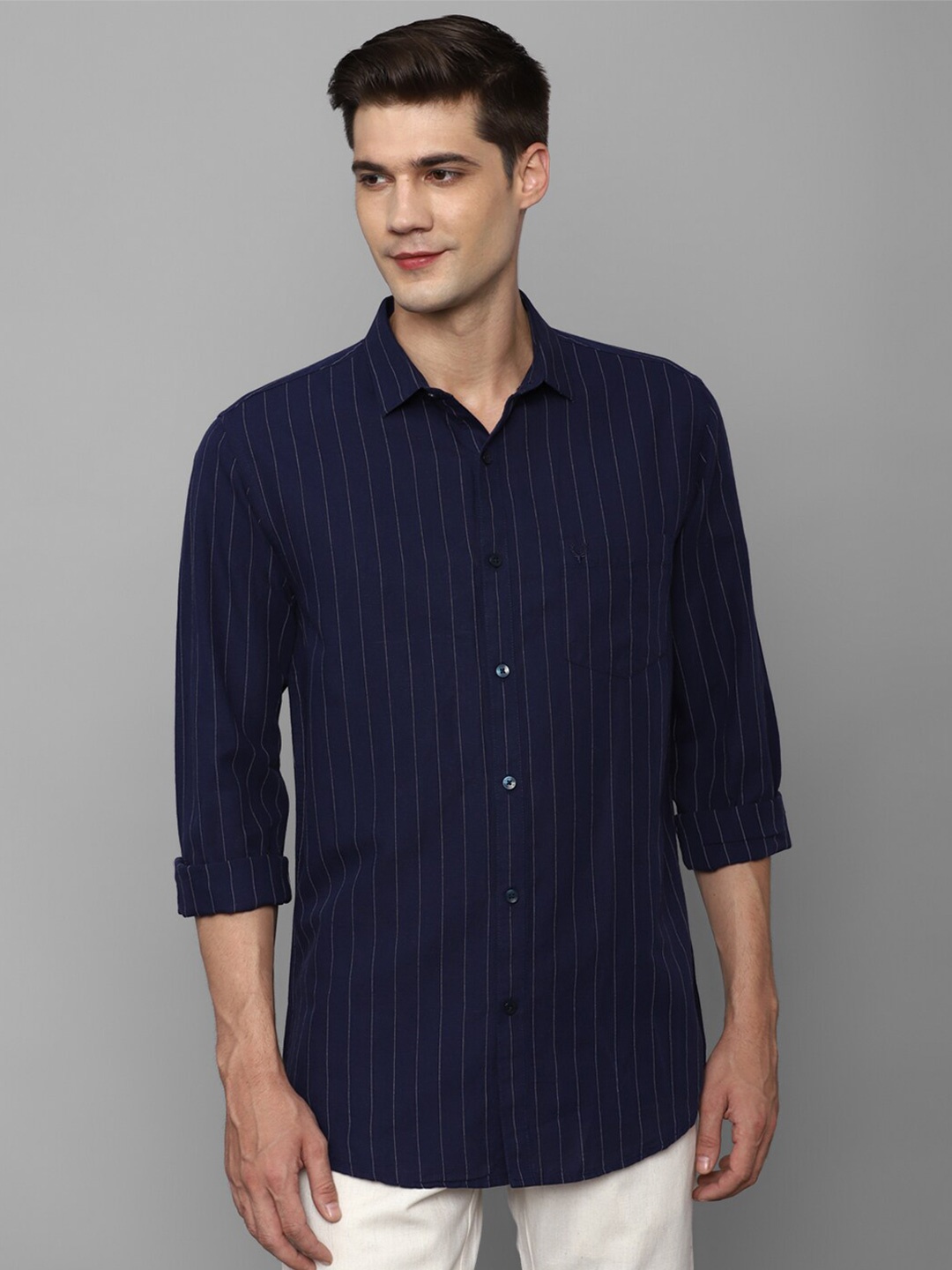 

Allen Solly Slim Fit Striped Casual Shirt, Navy blue