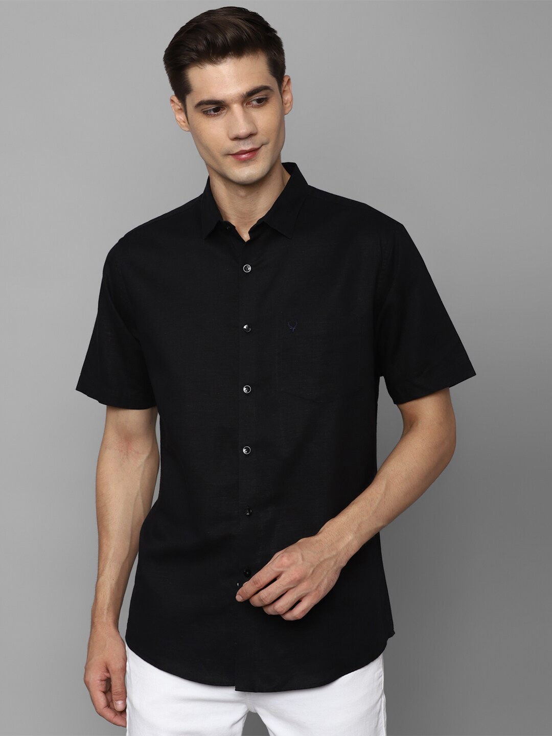 

Allen Solly Slim Fit Linen Cotton Casual Shirt, Black