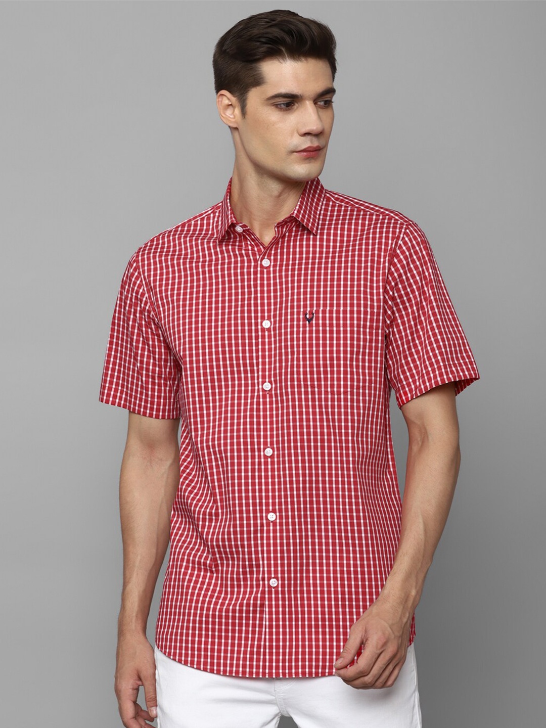 

Allen Solly Slim Fit Gingham Checked Casual Shirt, Red