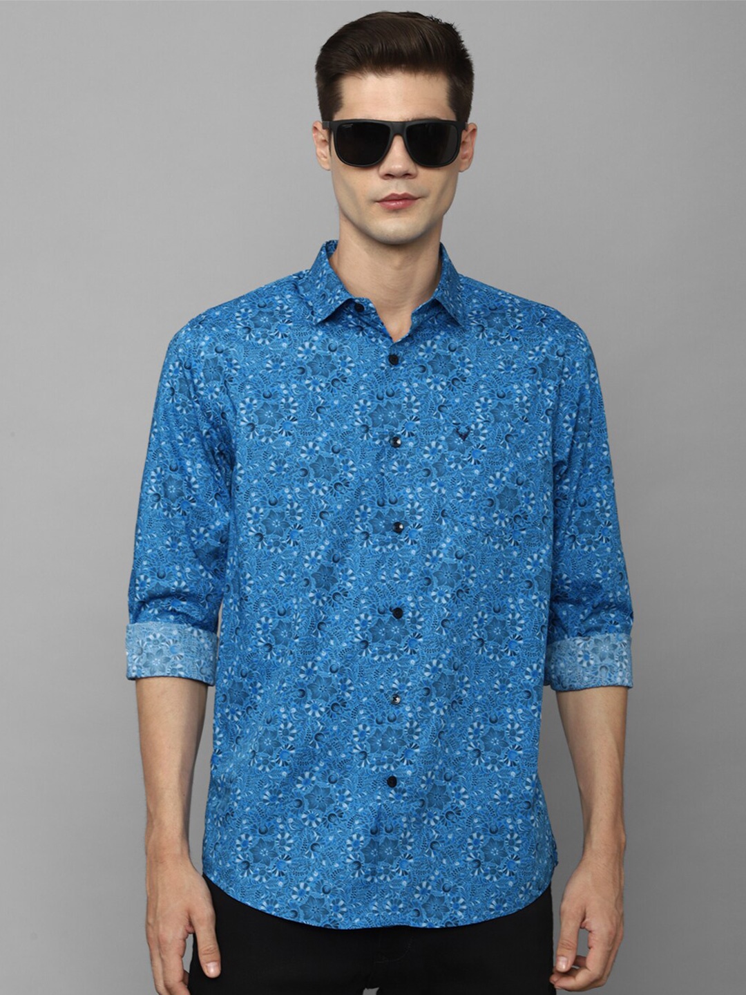

Allen Solly Slim Fit Floral Printed Pure Cotton Casual Shirt, Blue