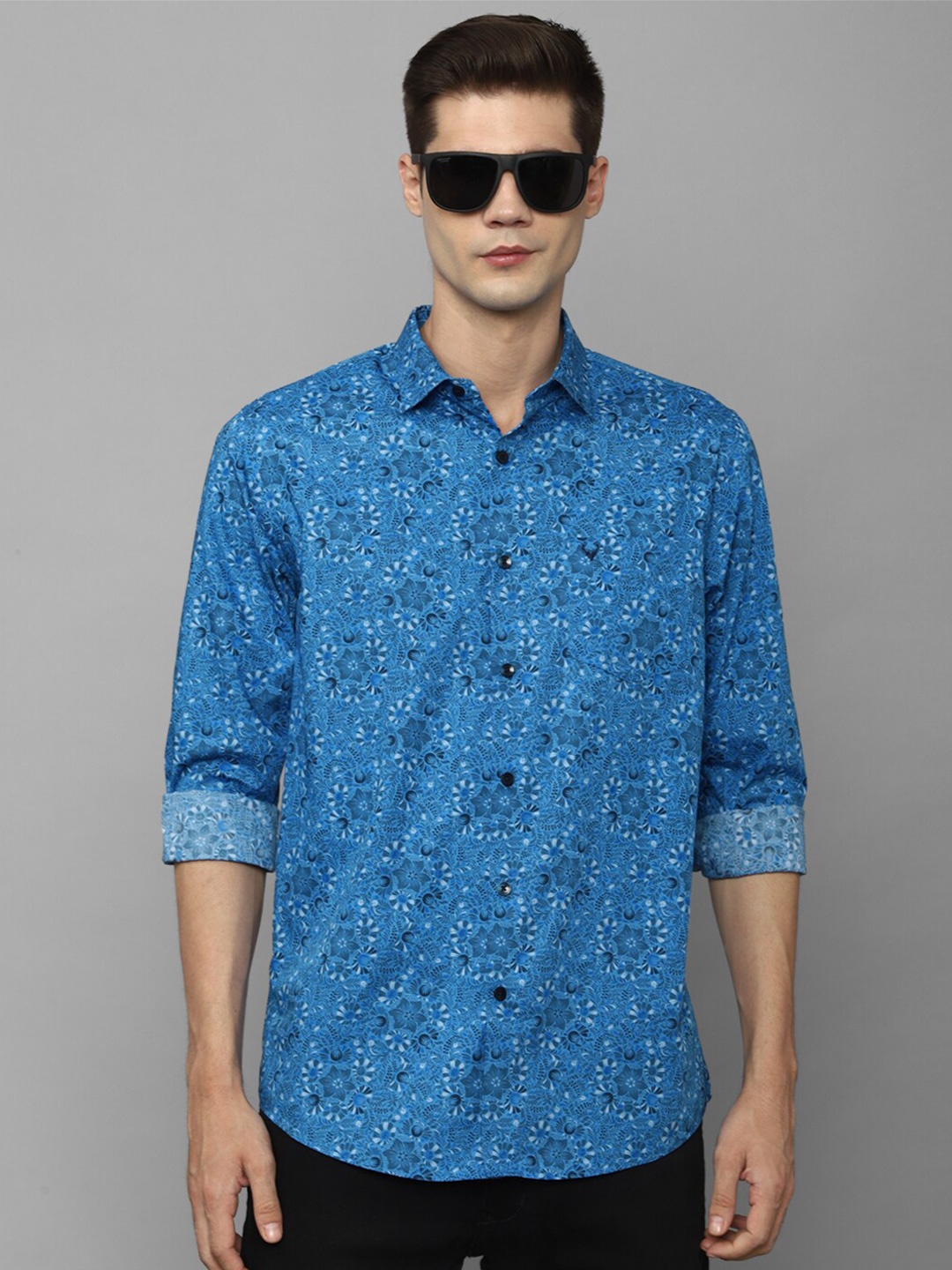 

Allen Solly Slim Fit Floral Printed Pure Cotton Casual Shirt, Blue