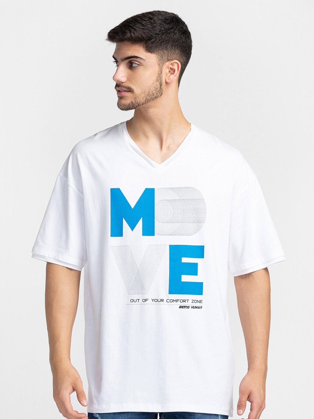 

Being Human Typography Printed V-Neck T-shirt, White