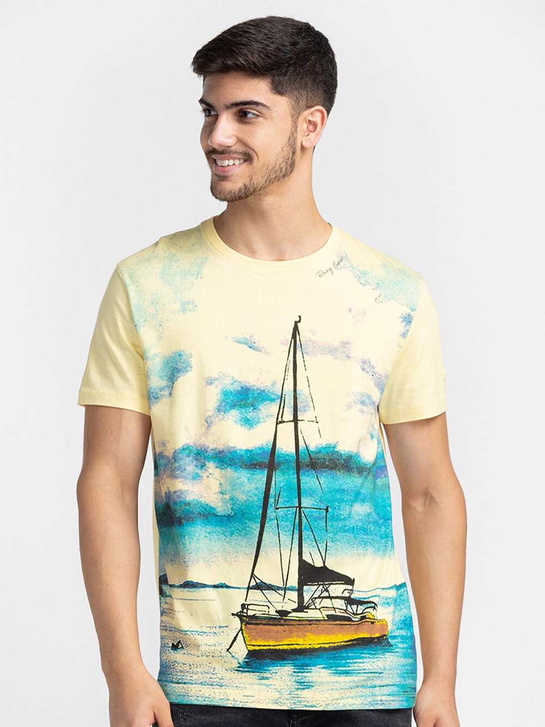 

Being Human Graphic Printed Round Neck T-shirt, Cream