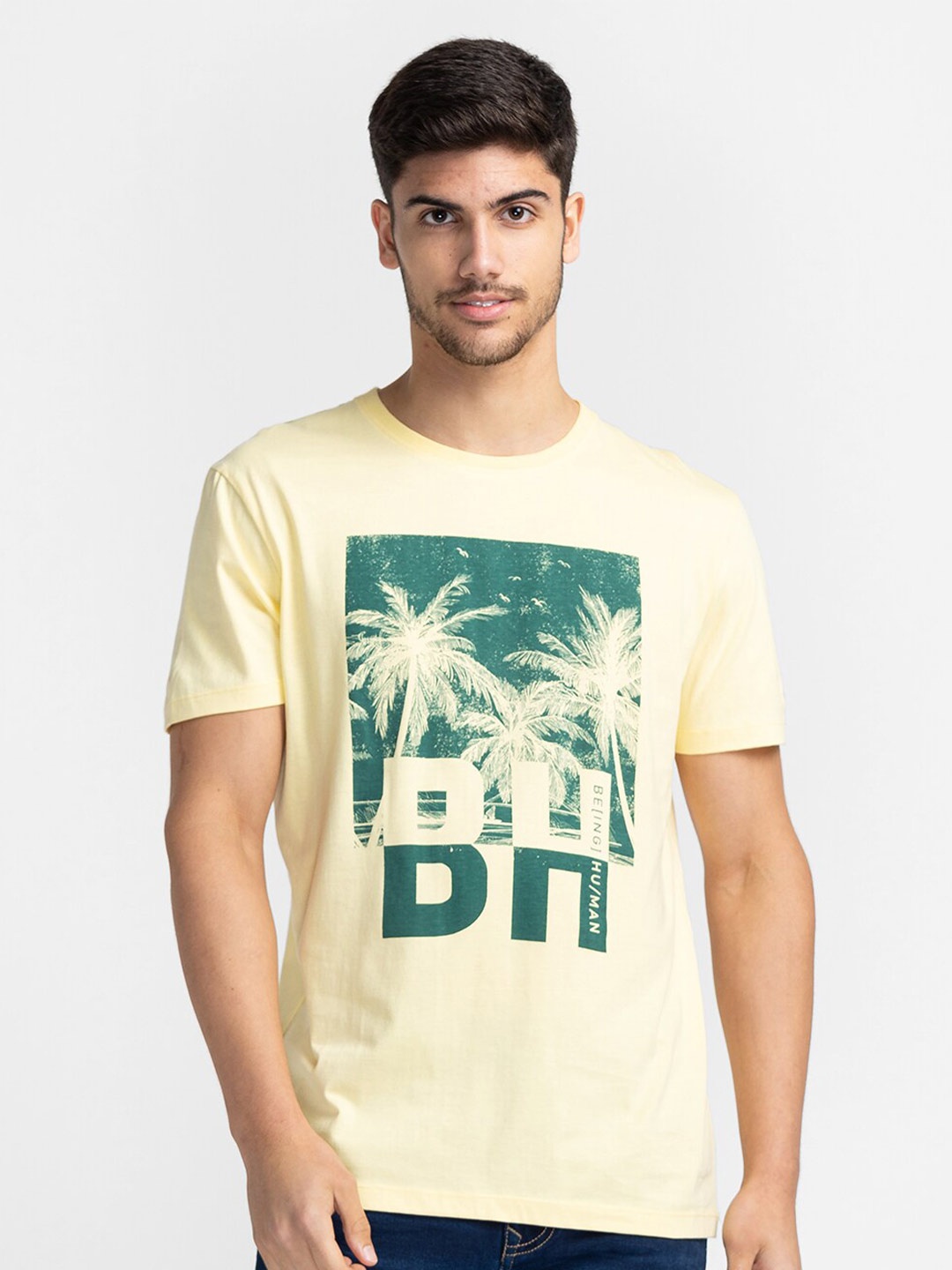 

Being Human Graphic Printed T-shirt, Yellow