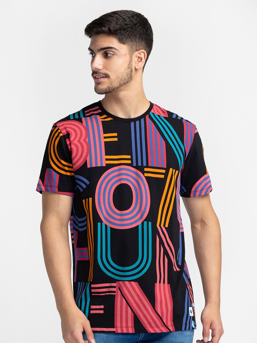 

Being Human Typography Printed Round Neck T-shirt, Black