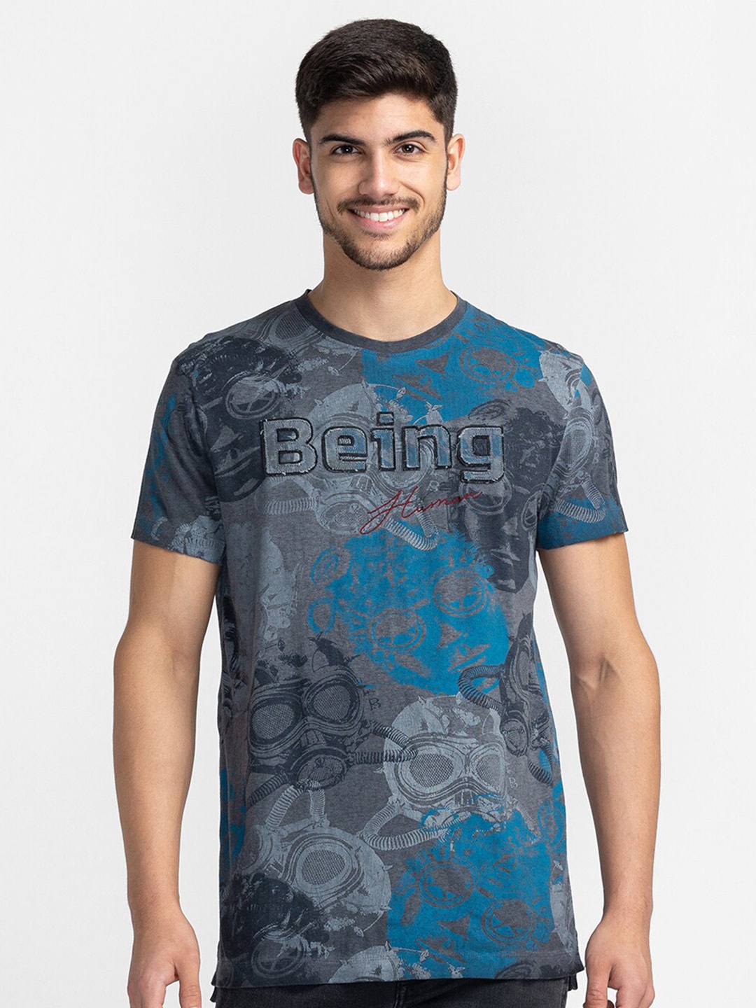

Being Human Graphic Printed Round Neck T-shirt, Grey