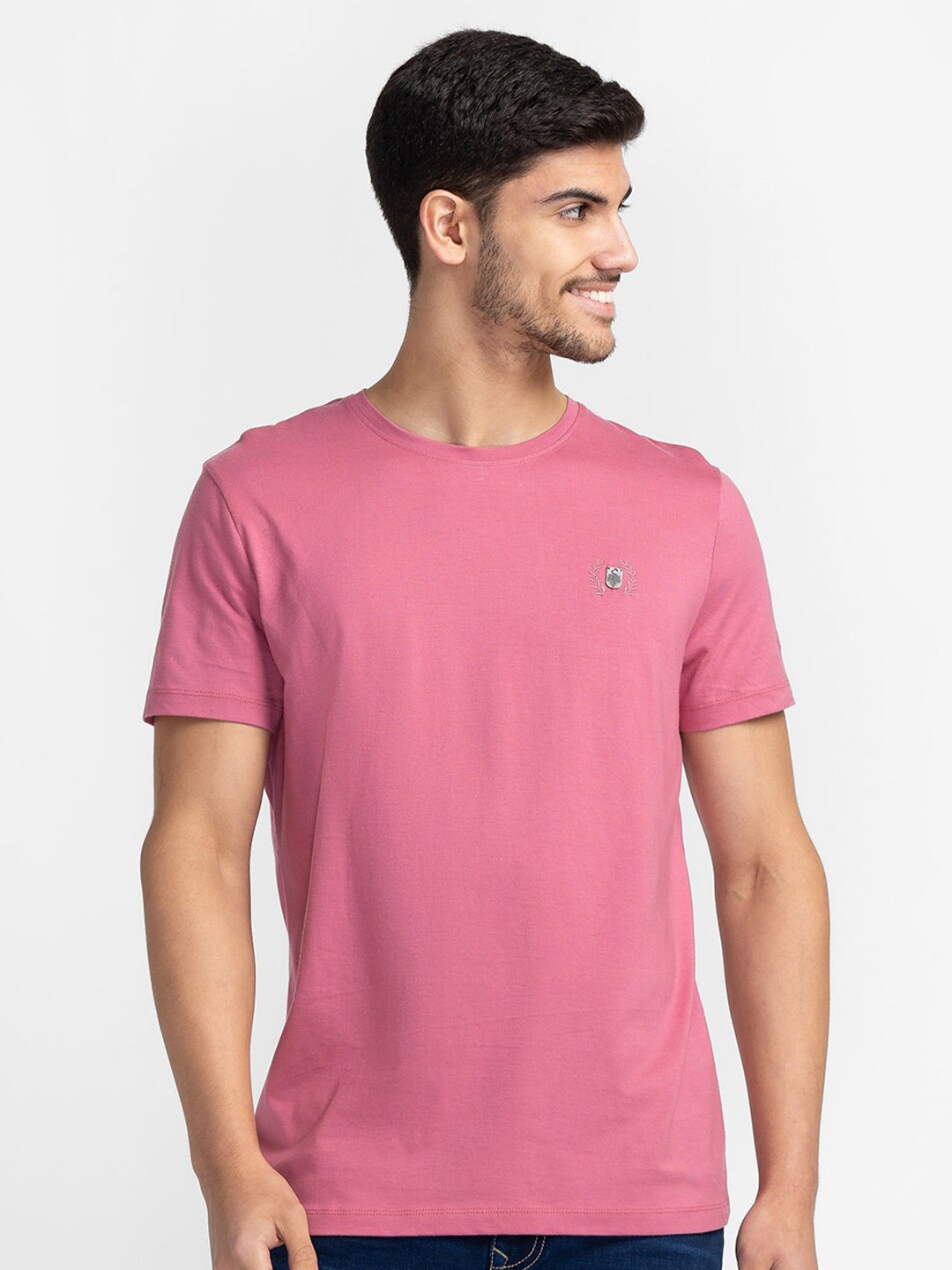 

Being Human Round Neck Cotton T-Shirt, Pink