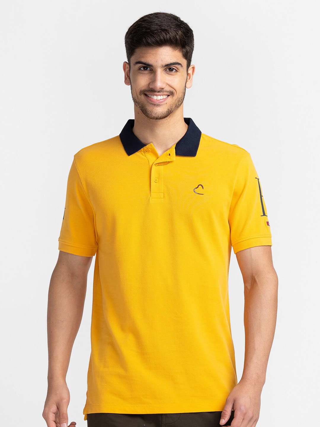 

Being Human Typography Printed Polo Collar T-shirt, Yellow